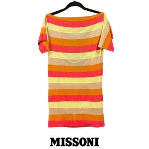 MISSONI Metalic stripe cut out back knit dress